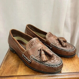 Vintage Johnson & Murphy‎ Oxford Dress Shoes Loafer Mens Size 11 M Brown Slip On